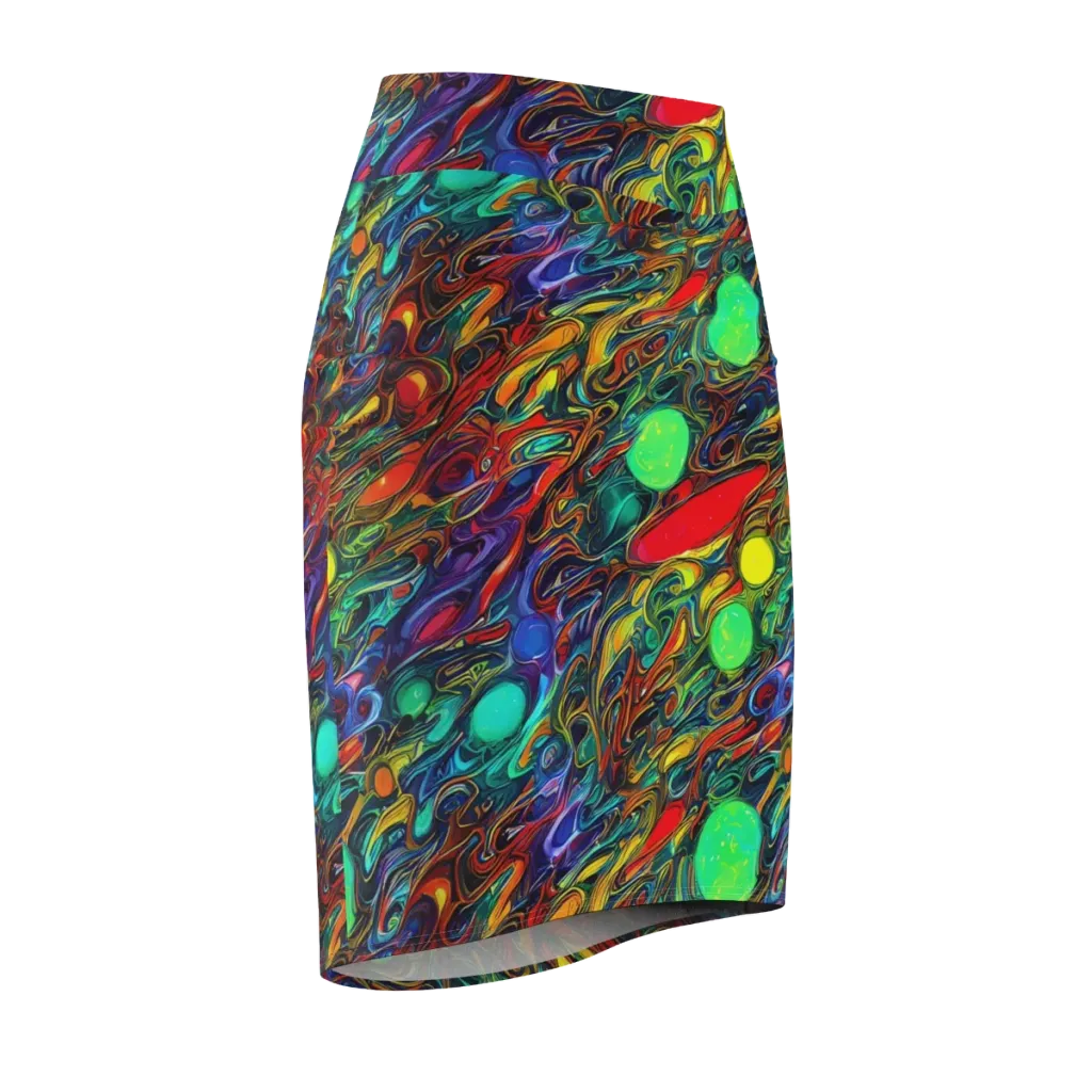 Galactic Fluid on Pencil Skirt — Front Side