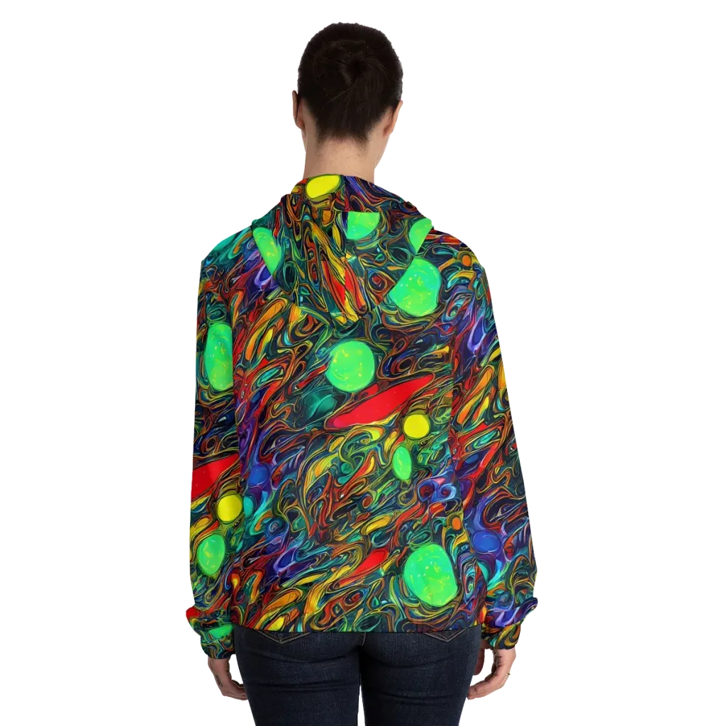 Galactic Fluid on Women's Full-Zip Hoodie — Back On Person