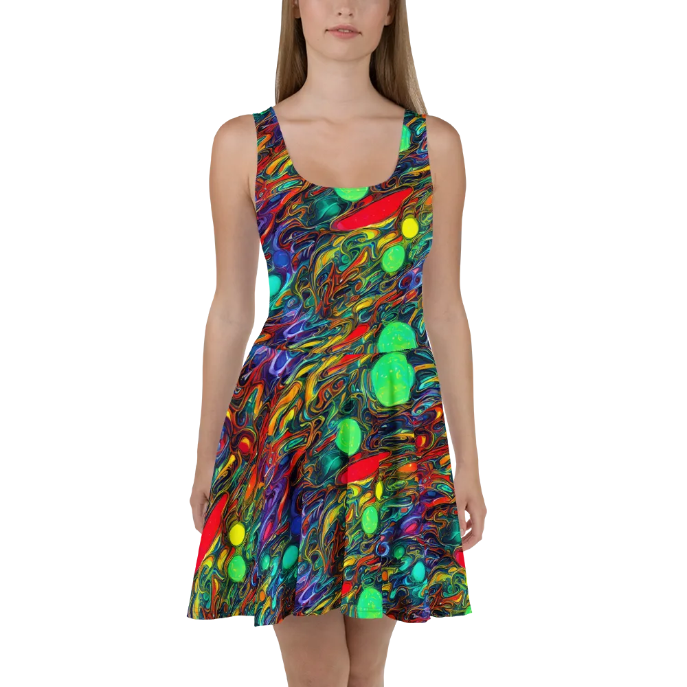 Galactic Fluid on Skater Dress — Front
