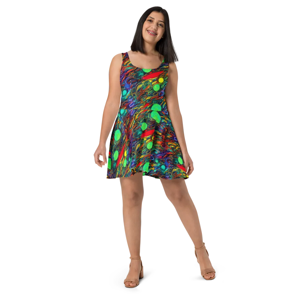 Galactic Fluid on Skater Dress — Front