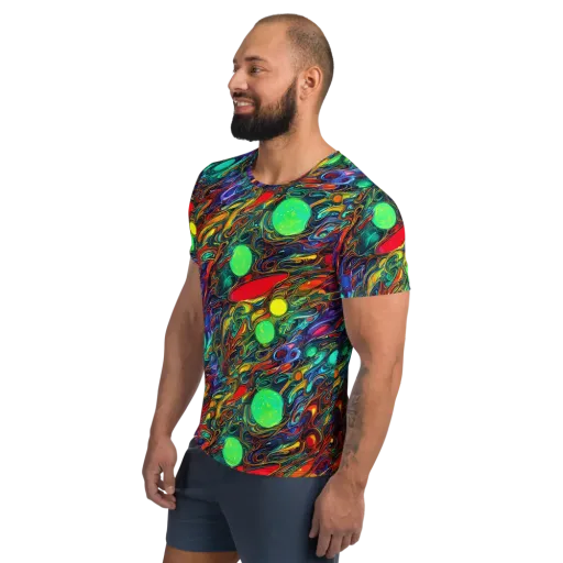 Galactic Fluid on a Men's Athletic T-Shirt