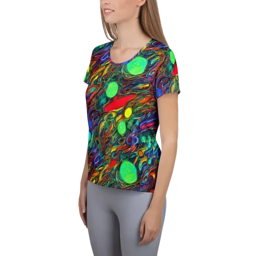Galactic Fluid on a Women's Athletic T-Shirt