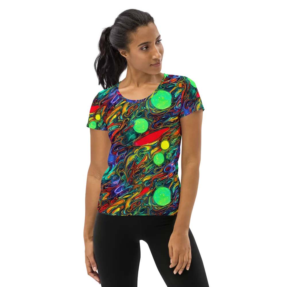 Galactic Fluid on Women's Athletic T-Shirt — Front