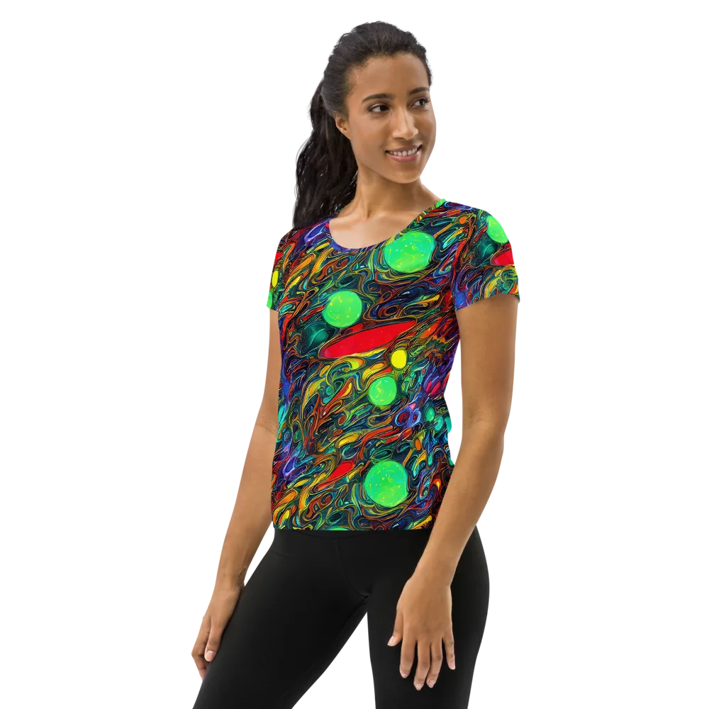 Galactic Fluid on Women's Athletic T-Shirt — Left