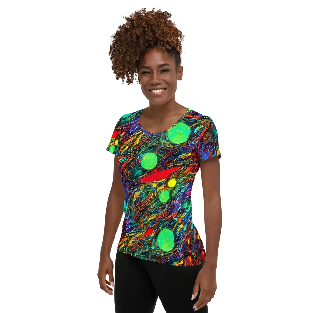 Galactic Fluid on Women's Athletic T-Shirt — Left