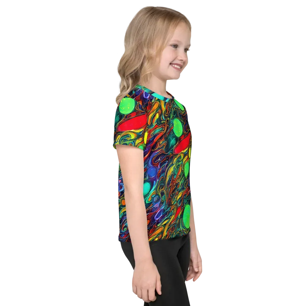 Galactic Fluid on Kids Crew Neck T-Shirt — Right