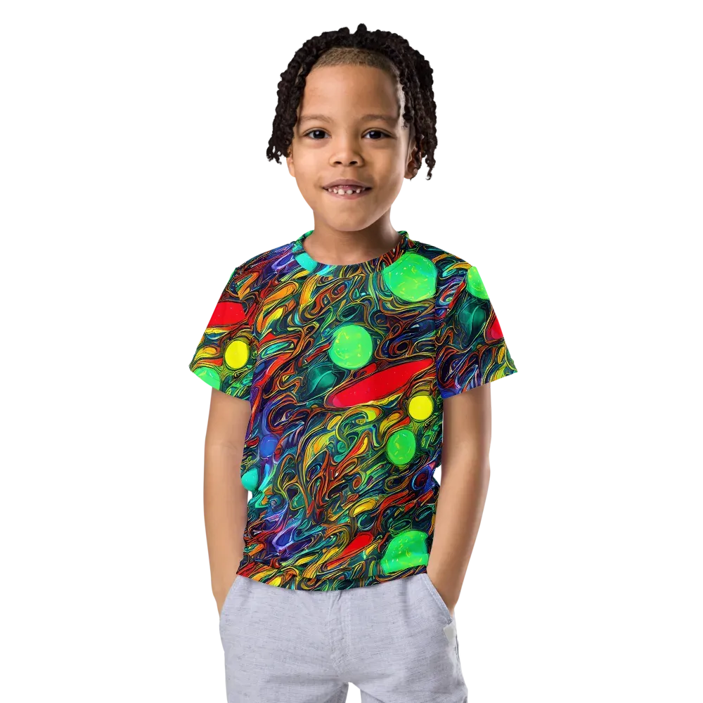 Galactic Fluid on Kids Crew Neck T-Shirt — Front