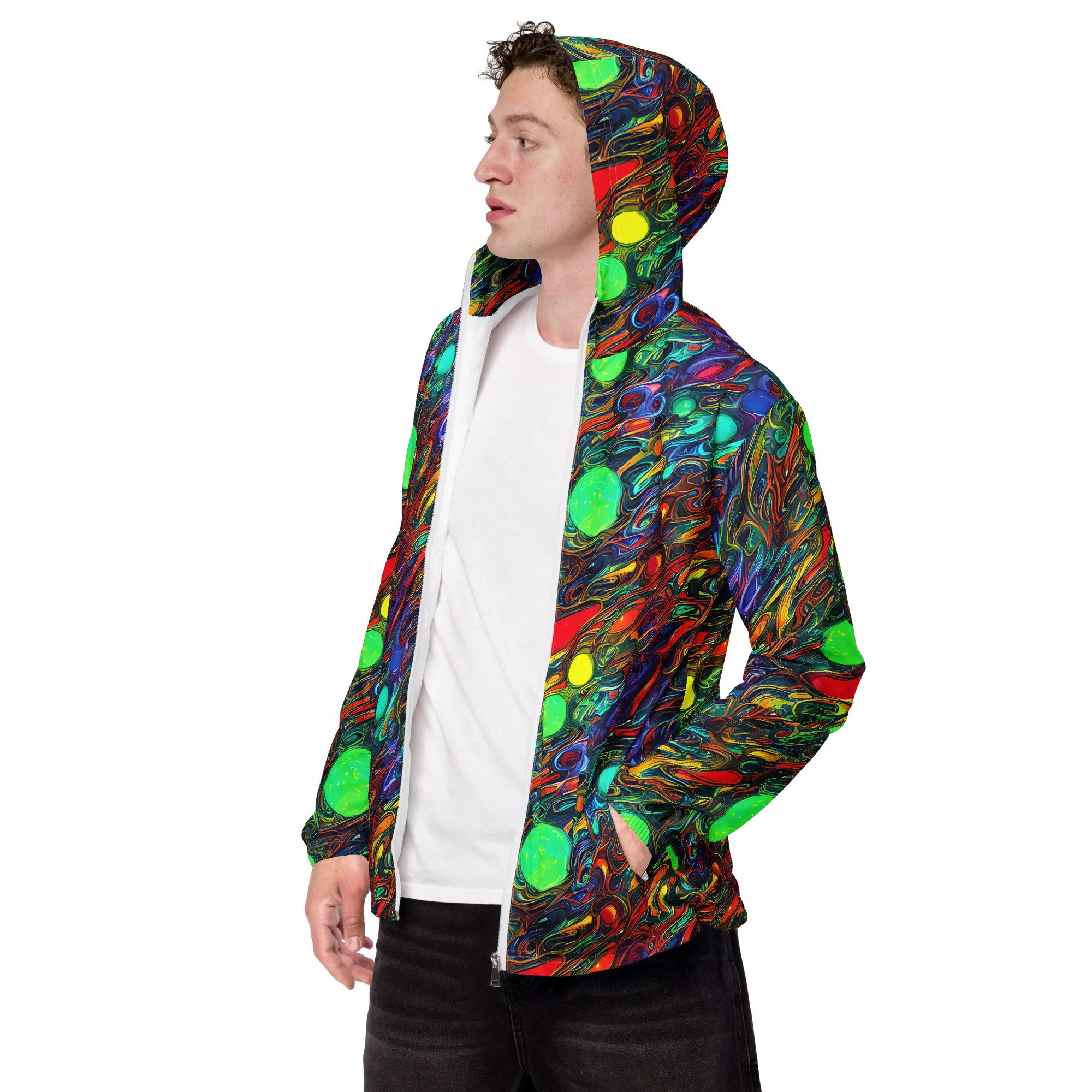 Galactic Fluid on Men's Windbreaker — Left Front