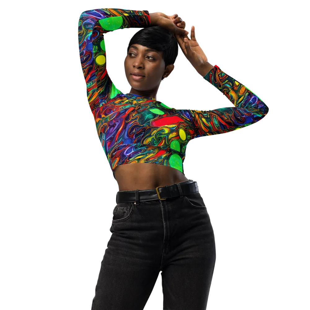 Galactic Fluid on Long Sleeve Crop Top — Front