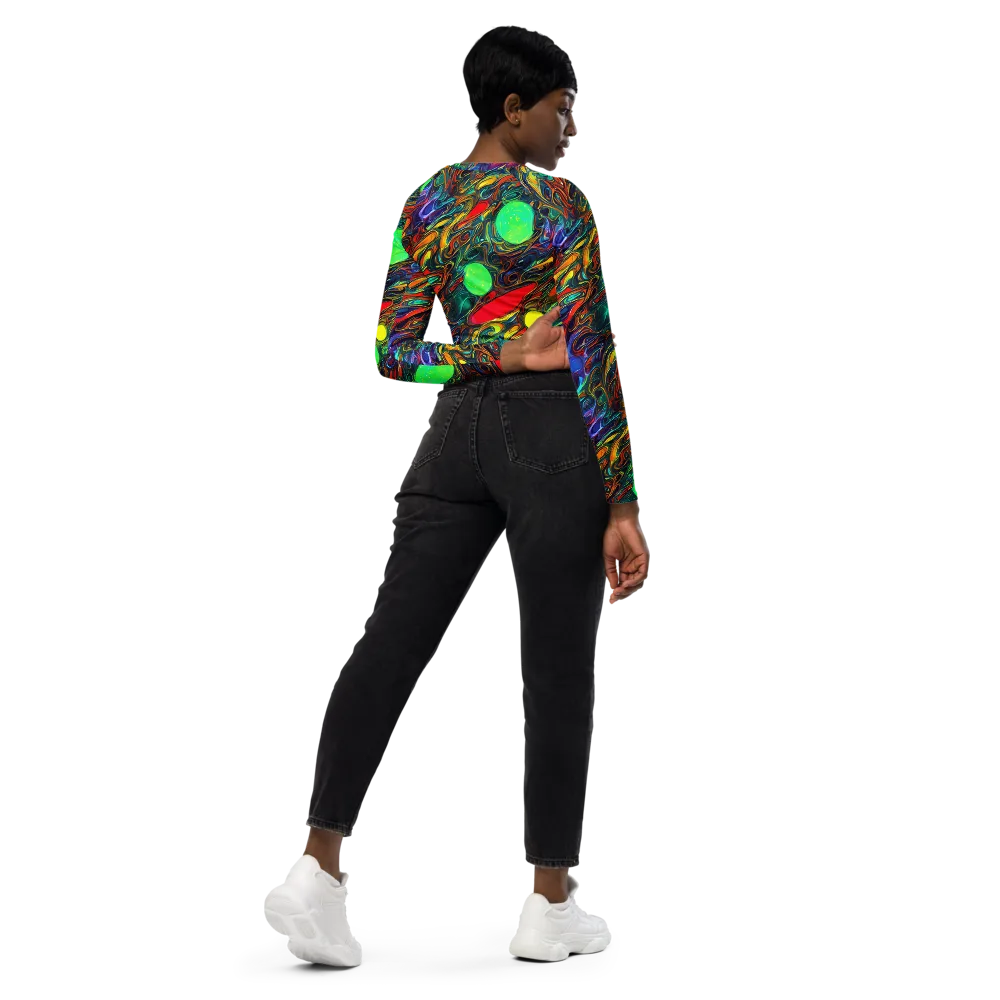 Galactic Fluid on Long Sleeve Crop Top — Right Back