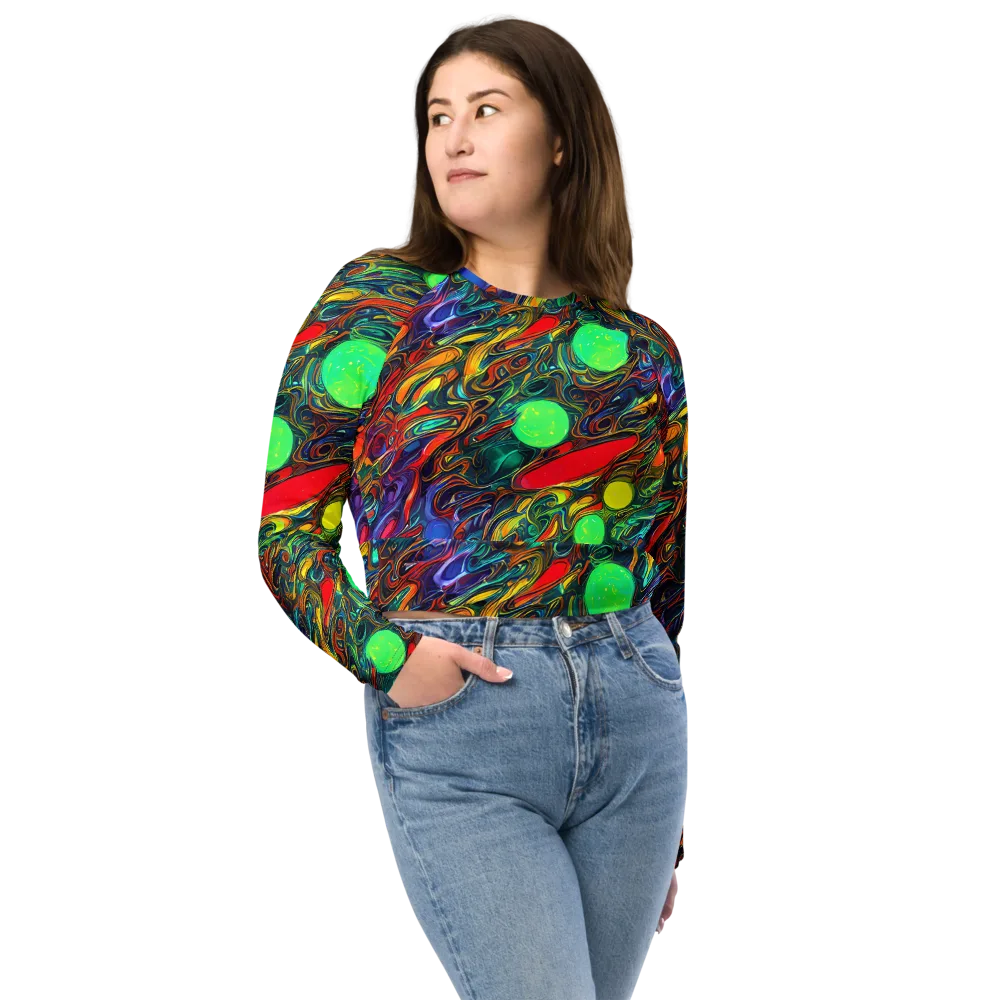 Galactic Fluid on Long Sleeve Crop Top — Front