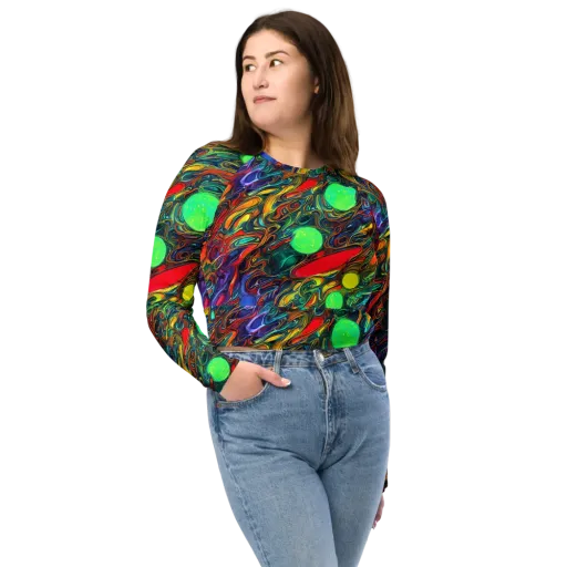 Galactic Fluid on a Long Sleeve Crop Top