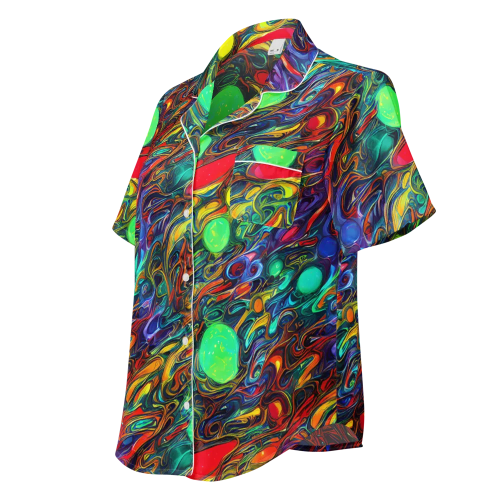 Galactic Fluid on Women's Short Sleeve Pajama Top — Left Front