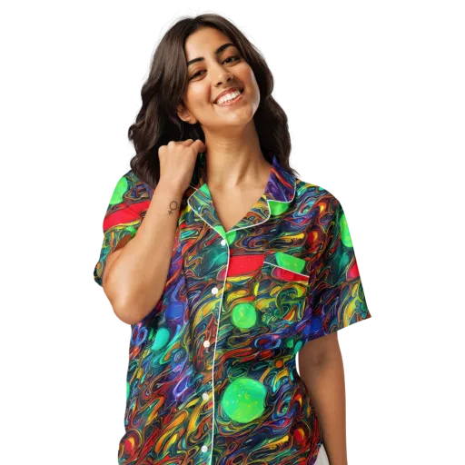 Galactic Fluid on a Women's Short Sleeve Pajama Top