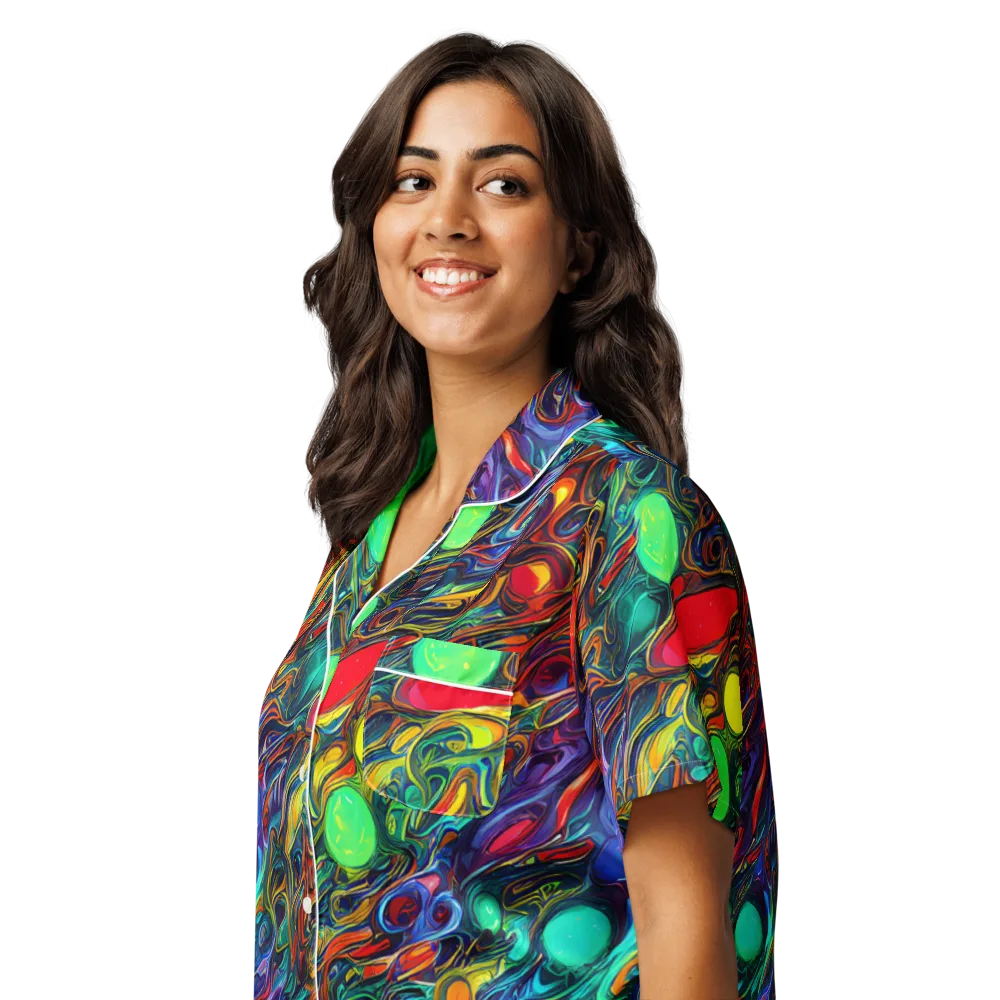 Galactic Fluid on Women's Short Sleeve Pajama Top — Left Front