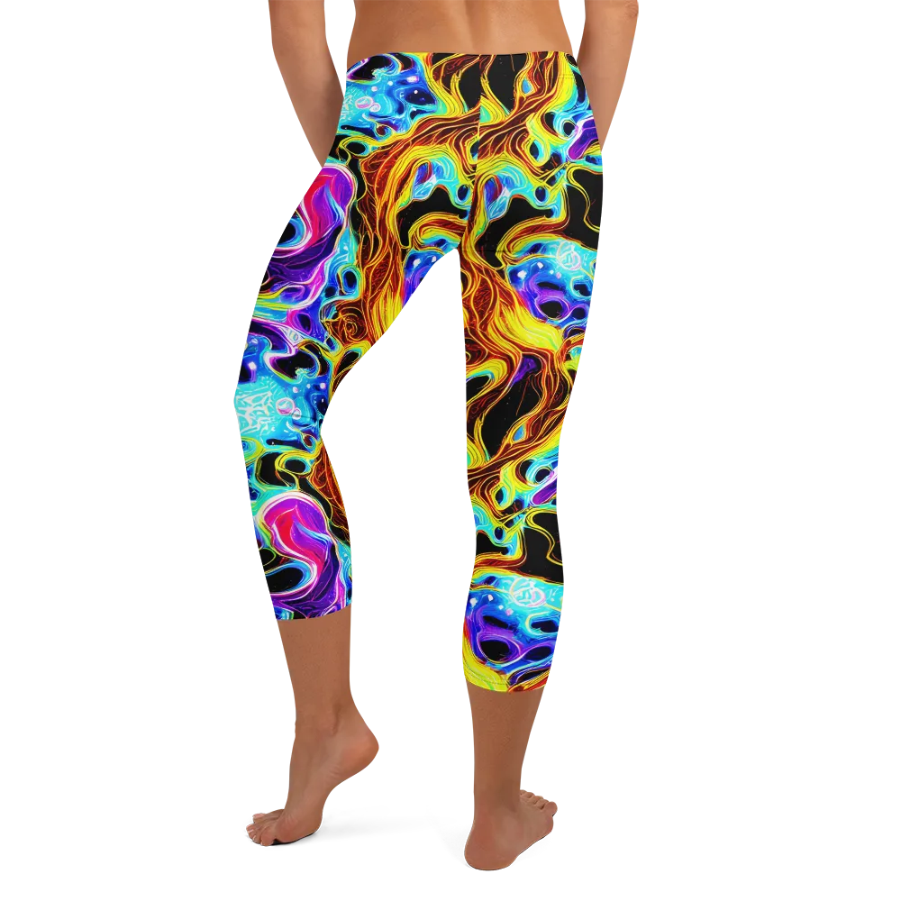 Blue Firestorm on Capri Leggings — Back