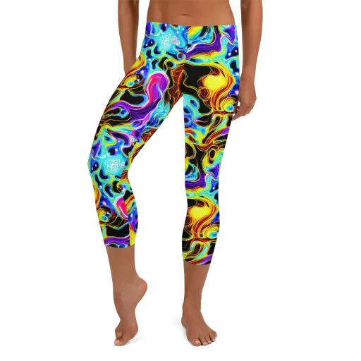 Blue Firestorm on a Capri Leggings