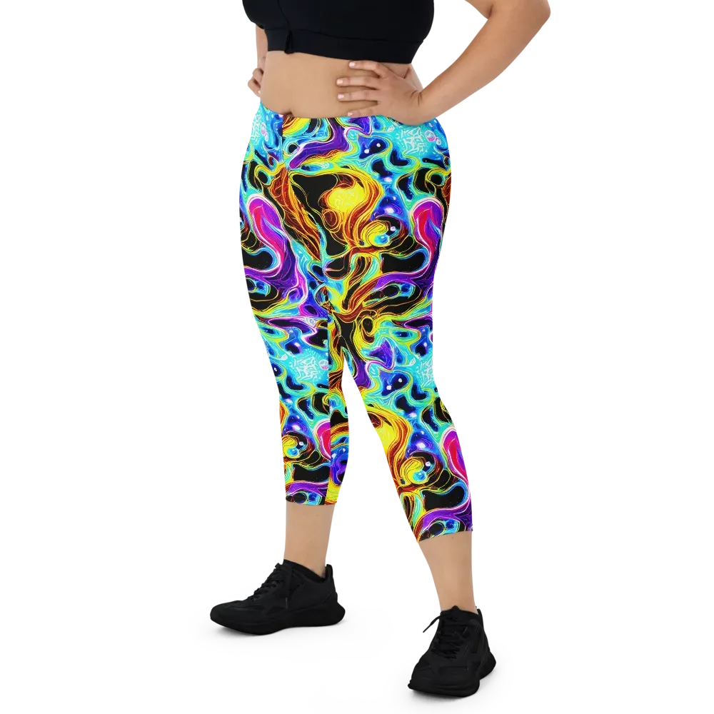 Blue Firestorm on Capri Leggings — Front
