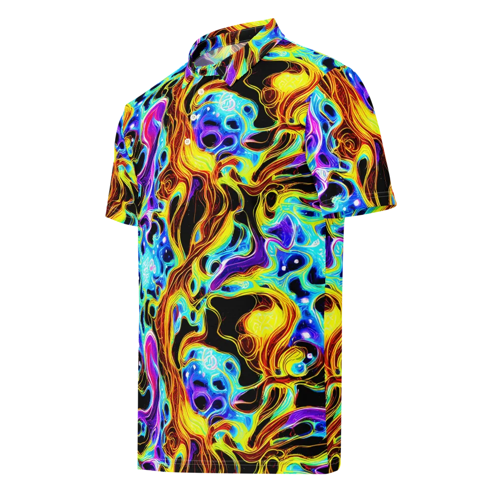 Blue Firestorm on Men's Slim Fit Polo Shirt — Left Front