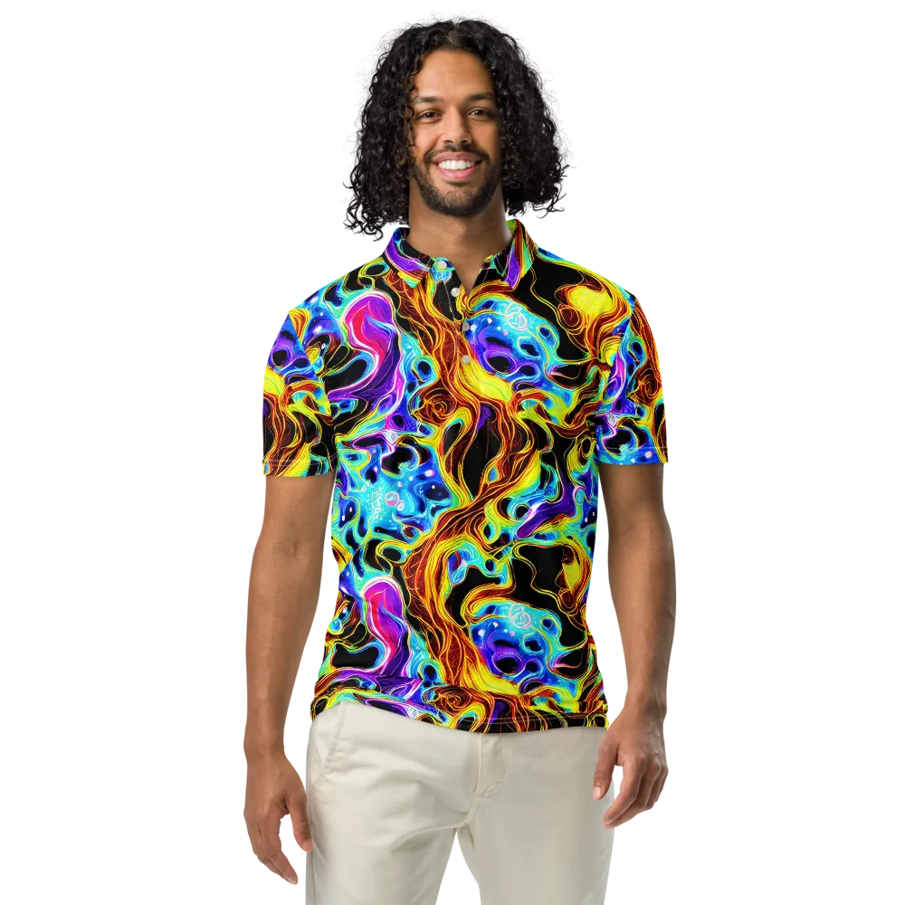 Blue Firestorm on Men's Slim Fit Polo Shirt — Front