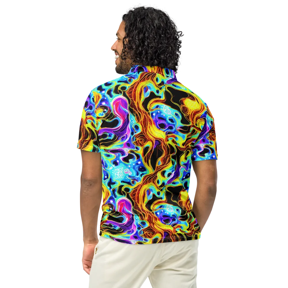 Blue Firestorm on Men's Slim Fit Polo Shirt — Back