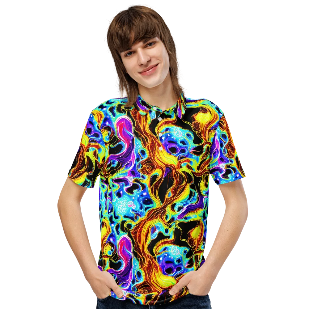 Blue Firestorm on Men's Slim Fit Polo Shirt — Front