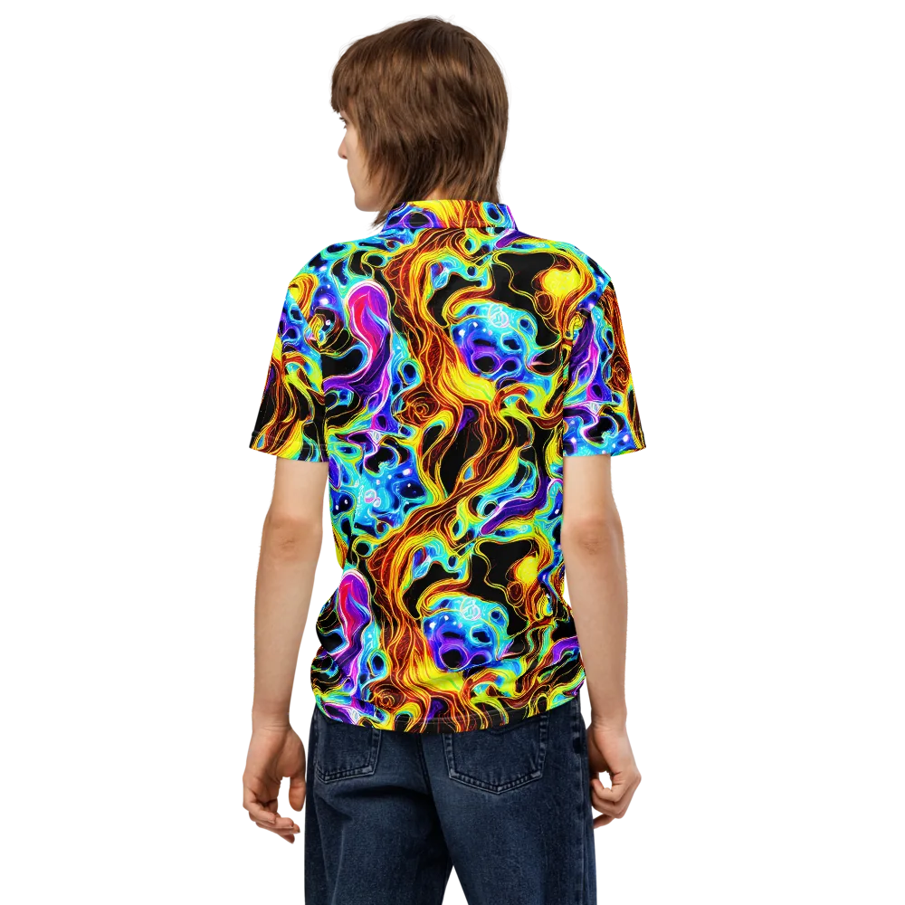 Blue Firestorm on Men's Slim Fit Polo Shirt — Back