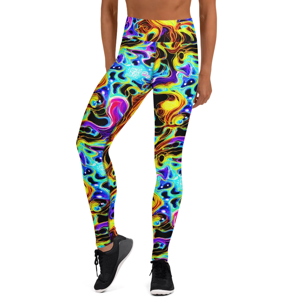 Blue Firestorm on Yoga Leggings — Front