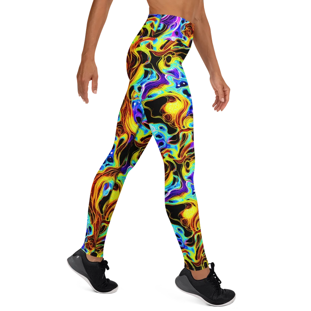 Blue Firestorm on Yoga Leggings — Right