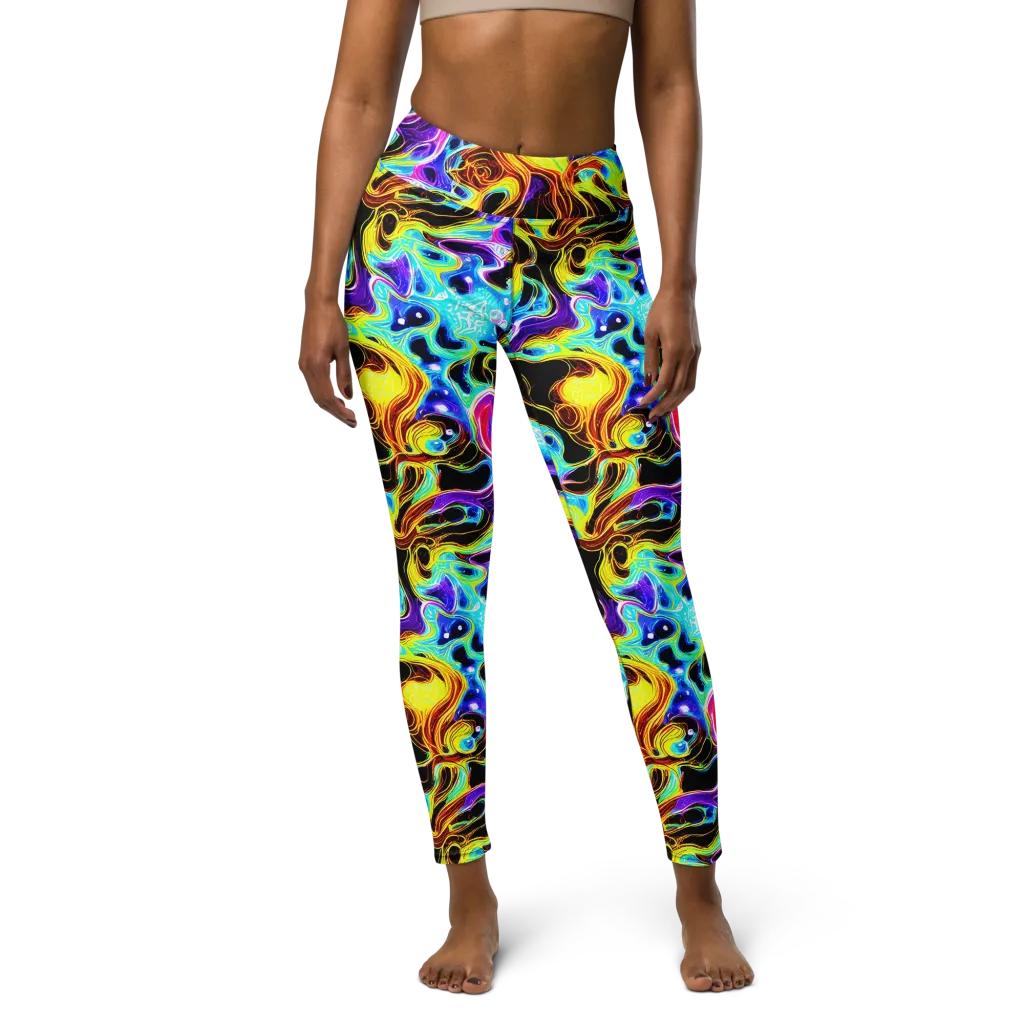 Blue Firestorm on Yoga Leggings — Front