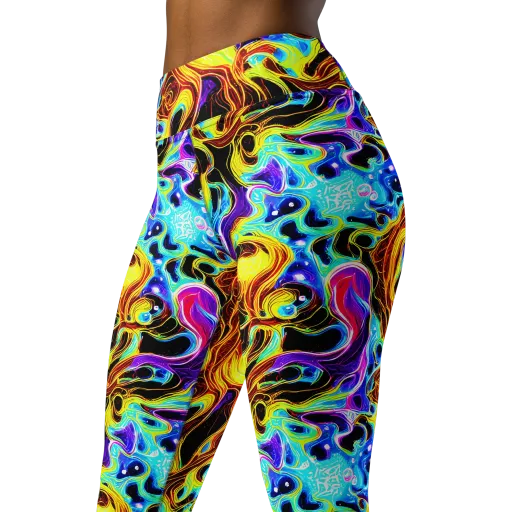 Blue Firestorm on a Yoga Leggings