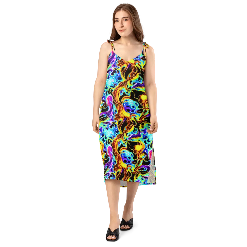 Blue Firestorm on Slip Dress — Front