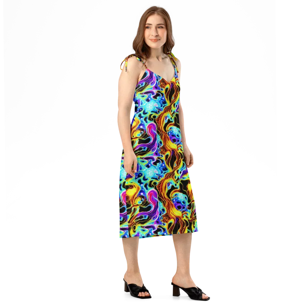 Blue Firestorm on Slip Dress — Right Front