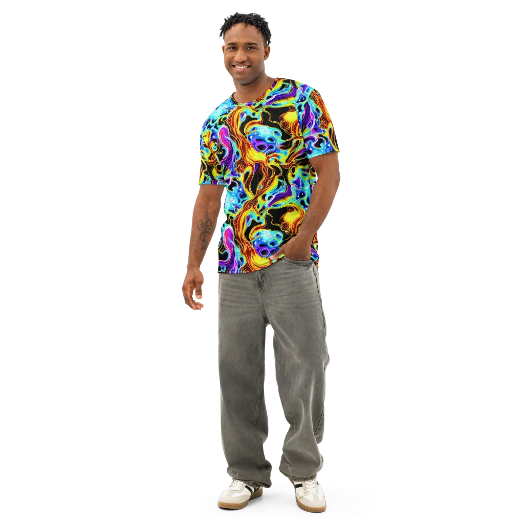 Blue Firestorm on Men's Cotton Crew Neck T-Shirt — Front