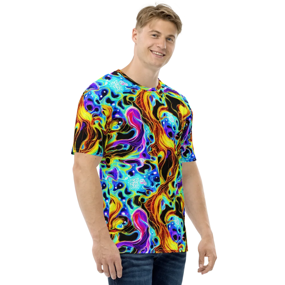 Blue Firestorm on Men's Crew Neck T-Shirt — Right