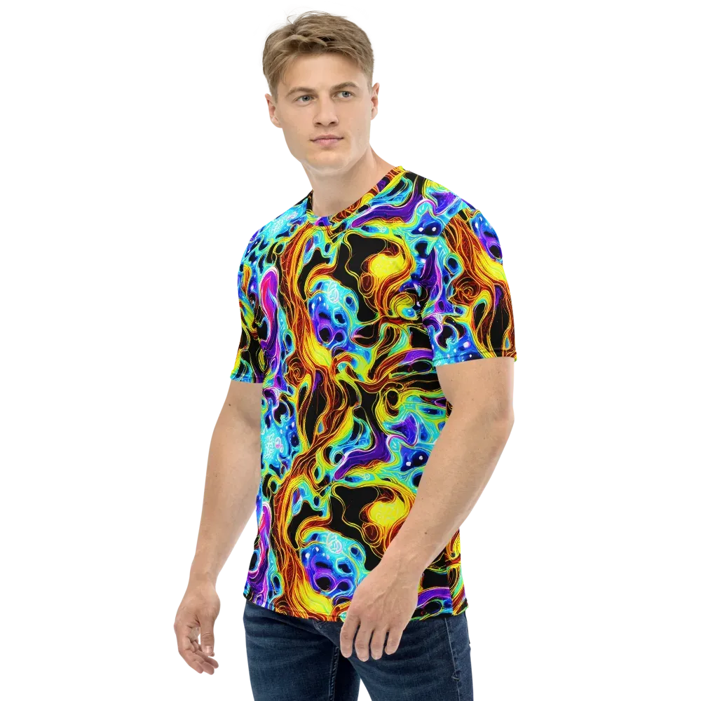 Blue Firestorm on Men's Crew Neck T-Shirt — Left