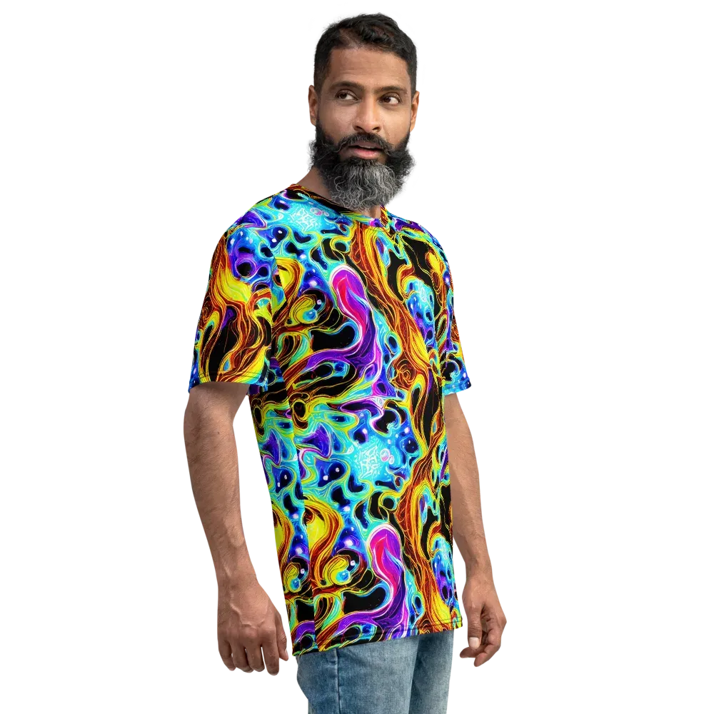 Blue Firestorm on Men's Crew Neck T-Shirt — Right