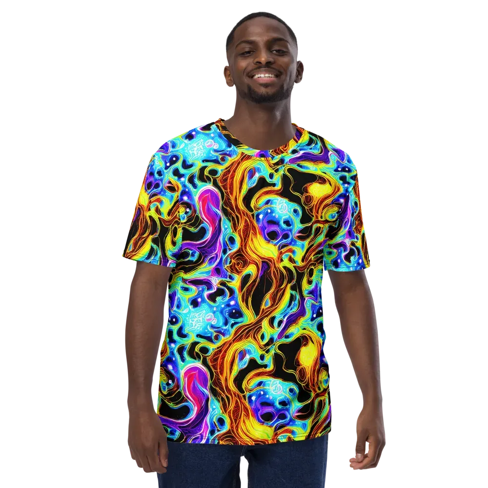 Blue Firestorm on Men's Crew Neck T-Shirt — Front