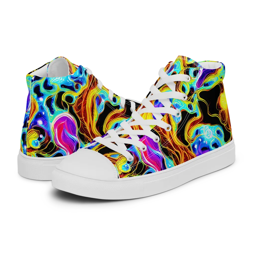 Blue Firestorm on Men's High Top Canvas Shoes — Left
