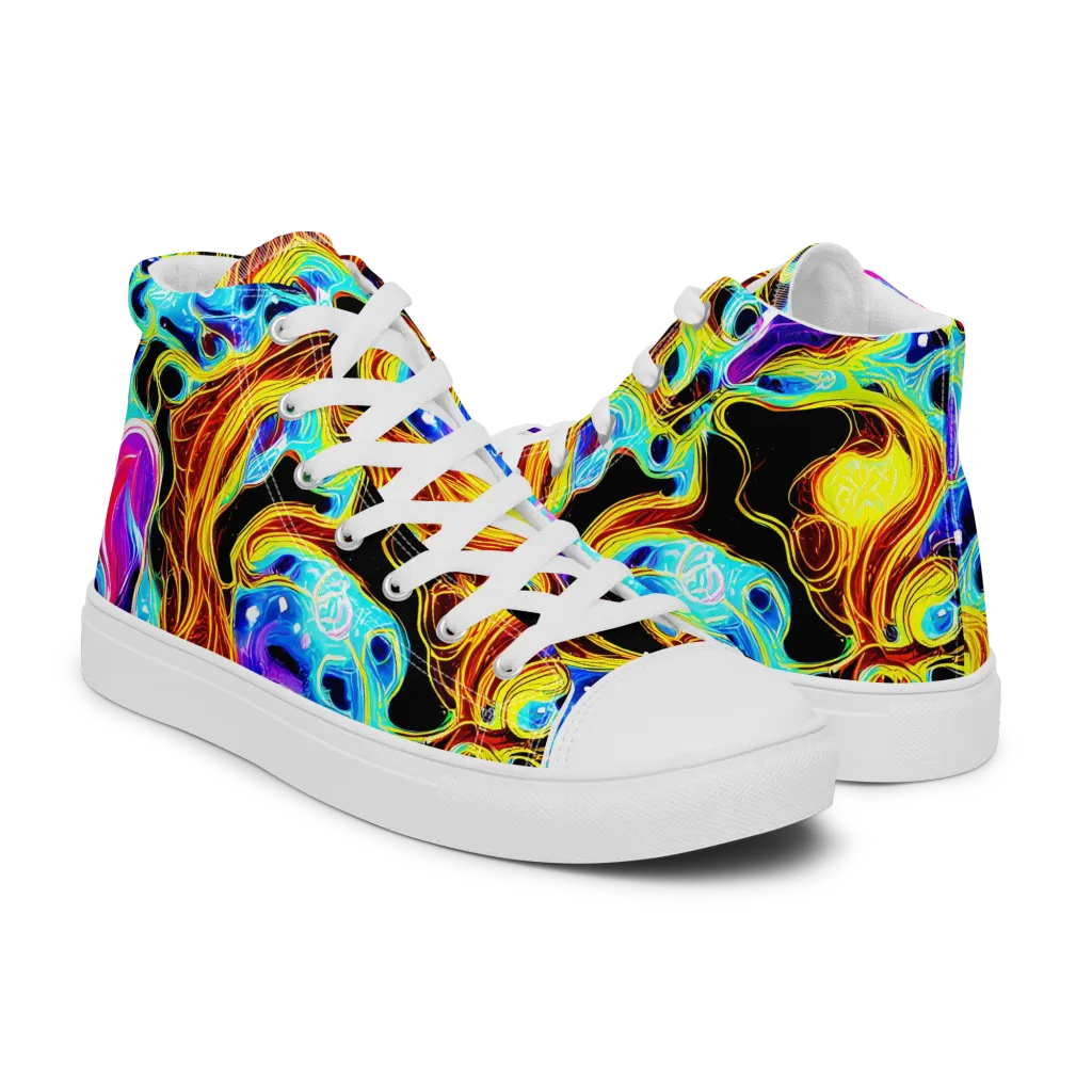Blue Firestorm on Men's High Top Canvas Shoes — Right