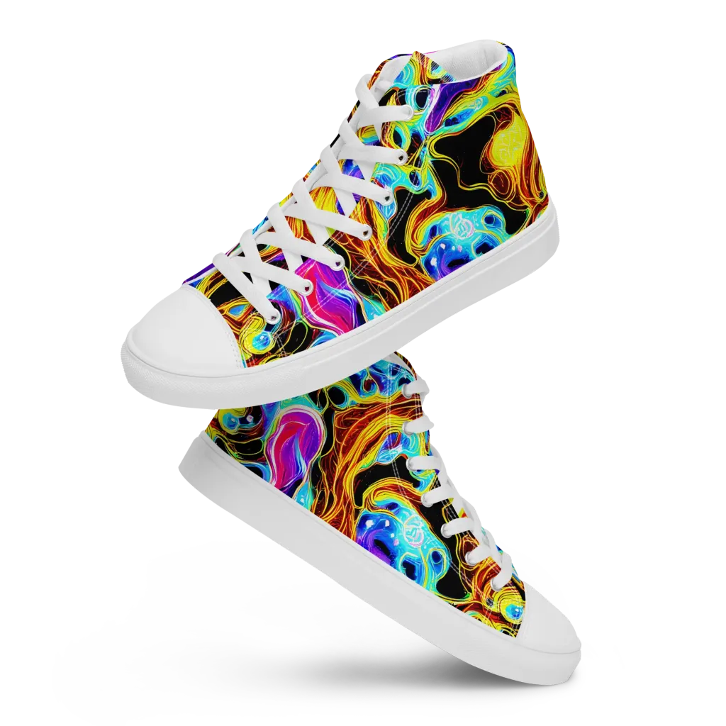Blue Firestorm on Men's High Top Canvas Shoes — Front