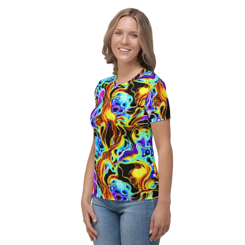 Blue Firestorm on Women's Crew Neck T-Shirt — Left