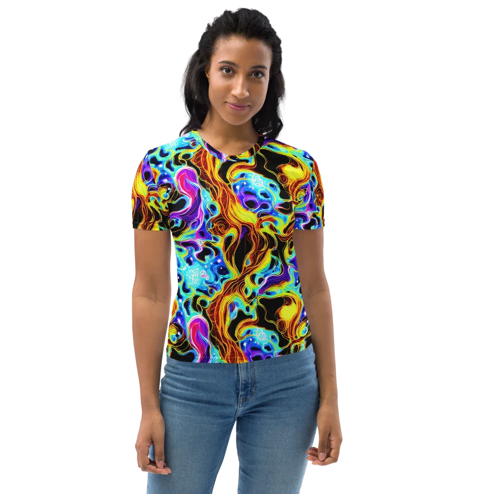 Blue Firestorm on Women's Crew Neck T-Shirt — Front