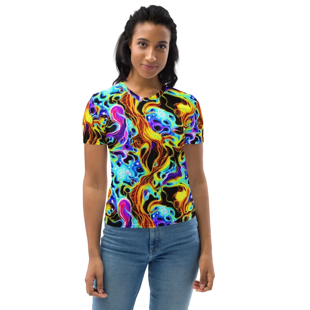 Blue Firestorm on Women's Crew Neck T-Shirt — Front