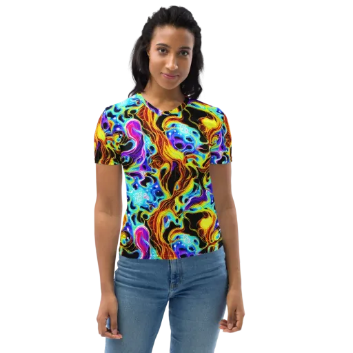 Blue Firestorm on a Women's Crew Neck T-Shirt