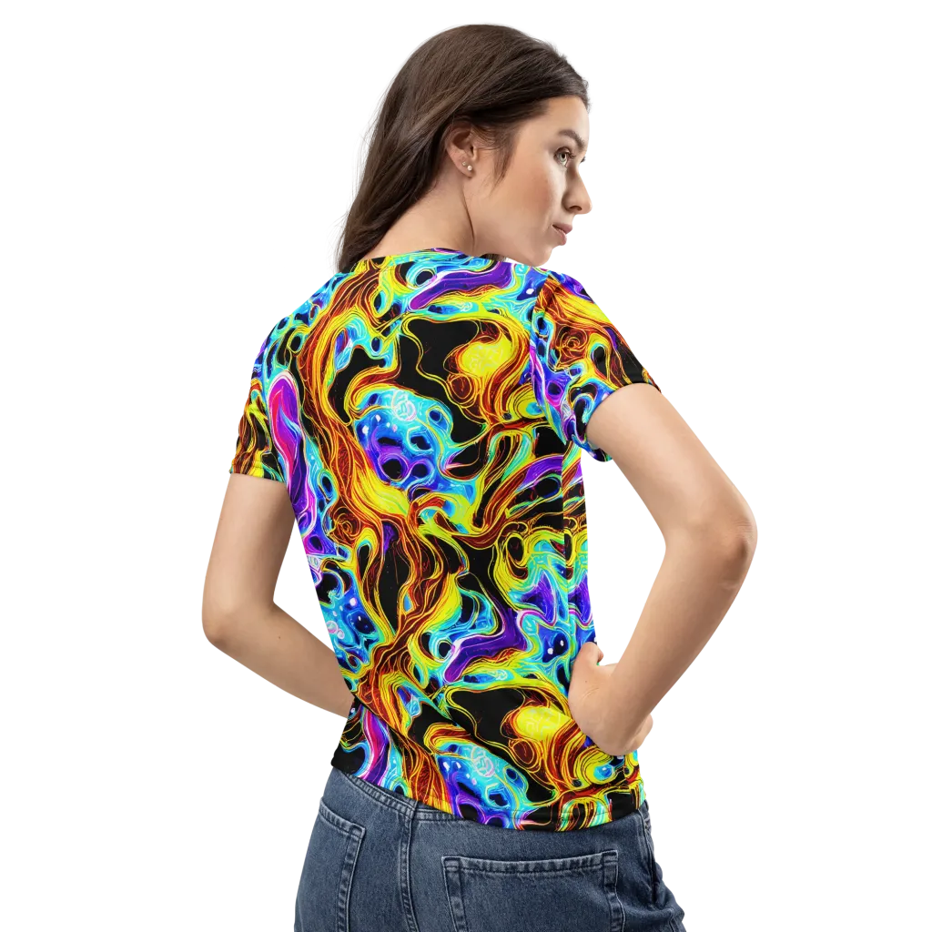 Blue Firestorm on Women's Crew Neck T-Shirt — Back