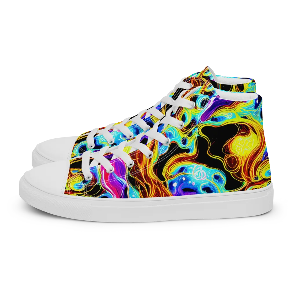 Blue Firestorm on Women's High Top Canvas Shoes — Left