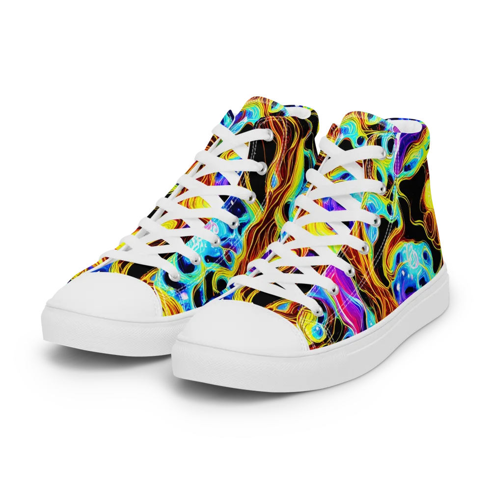 Blue Firestorm on Women's High Top Canvas Shoes — Left Front