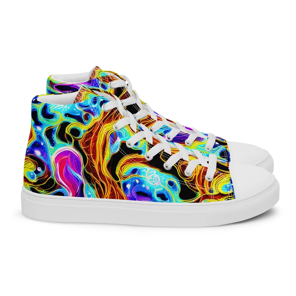 Blue Firestorm on Women's High Top Canvas Shoes — Right