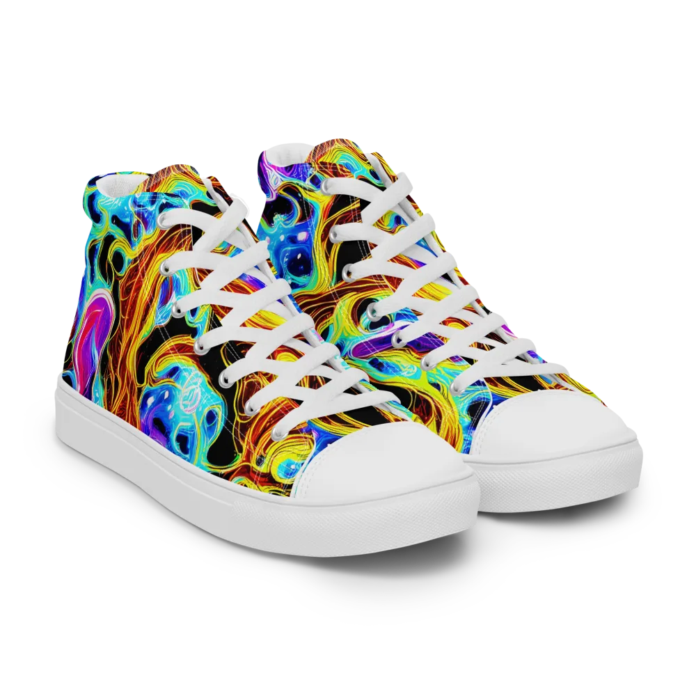 Blue Firestorm on Women's High Top Canvas Shoes — Right Front